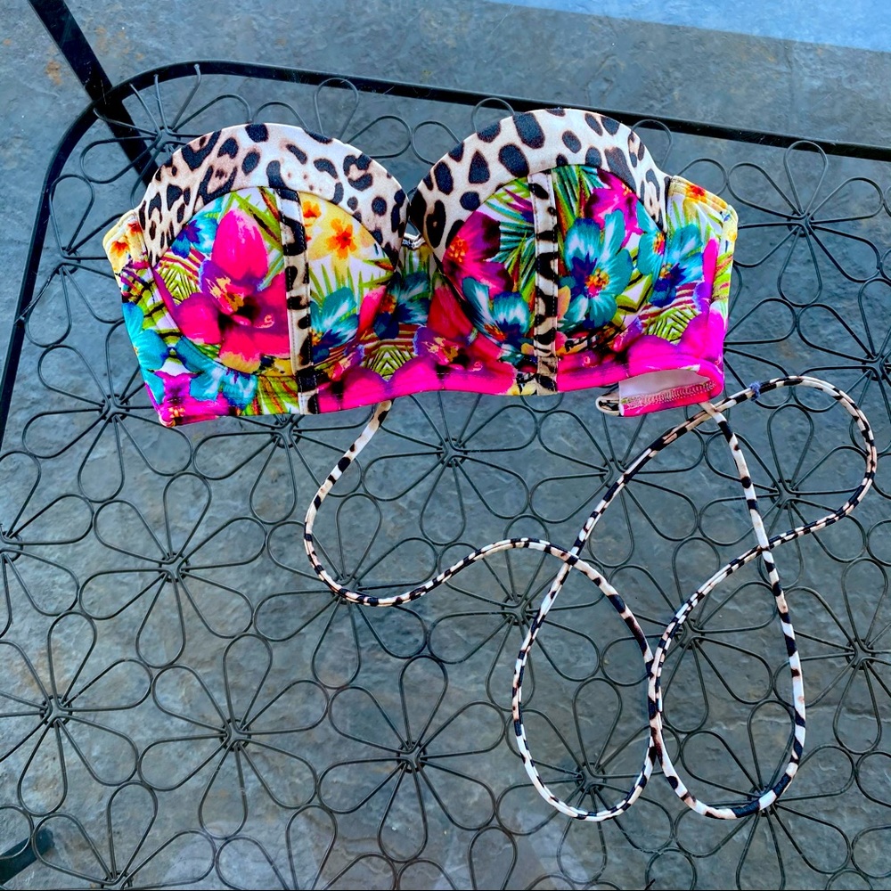 VS Animal Print with Bright Floral Swim Top